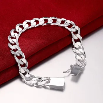 Lekani srebra próby 925 10 mm 21 cm bokiem mężczyźni bransoletka wykwintne biżuteria łańcuszek bransoletka bransoletka męska Pulseiras De Prata