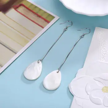 LEKANI srebra próby 925 owalne ceramiczne kolczyki drop dla kobiet minimalistyczny oświadczenie luksusowe kolczyki wykwintne biżuteria sprzedaż