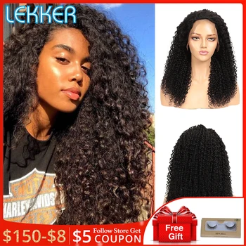 Lekker Afro Kinky Curly Wig Remy Hair Lace Front Human Hair Wigs Short Bob 13X4 Lace Wigs Long Bob Curly Human Hair Extensions