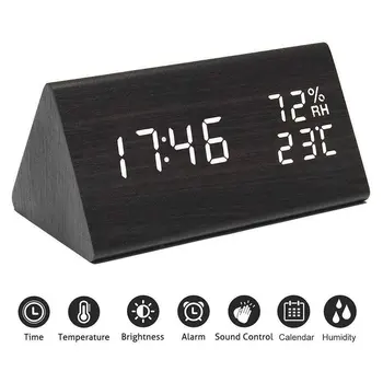 Lekki drewniany podwójny wyświetlacz termometr czujnik wilgotności biały led energooszczędne zegarek