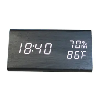 Lekki drewniany podwójny wyświetlacz termometr czujnik wilgotności biały led energooszczędne zegarek