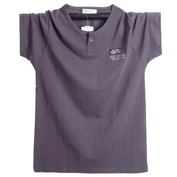 Letnia koszulka z krótkim rękawem homme Slim Fit Button custom tshirt Brand Cotton V-neck casual негабаритная koszulka plus rozmiar 6XL