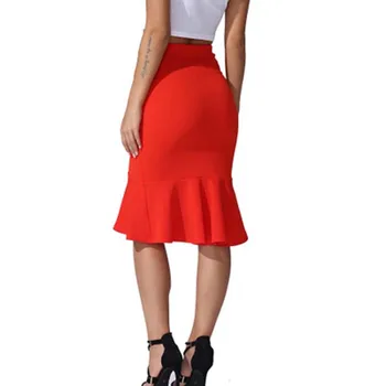 Letnia Moda Kobiety Wysokiej Talii Syrena Spódnica Lady Biurowe Odzież Spódnica Kolorem Duży Rozmiar Kolan Rura Spódnice
