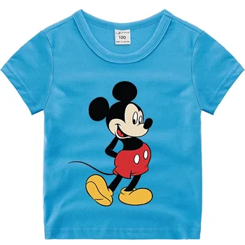 Letnia Nowa Odzież Dla Chłopców Kreskówki Mickey Mouse T-Shirt Bawełna Dzieci Dziewczyna Tee Top Casual Odzież Dziecięca Dla 2-12 Lat