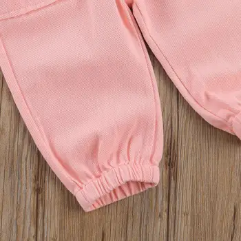 Letnie nowe dziewczyny różowy dżinsowy kombinezon z krótkim rękawem pas syjamskie spodnie modne legginsy spodnie klapy odzież Dziecięca
