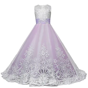 Letnie sukienki dla dziewczynek na wesele koronkowe bujne suknie balowe dla Dzieci sukienka bez rękawów sukienki do pierwszej Komunii Świętej dla dziewczyn