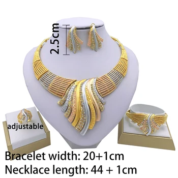 Liffly New Indian Jewelry Sets Multicolor The Big Wedding Crystal Dubai Gold Jewelry Sets for Women naszyjnik kolczyki