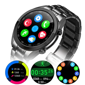 LIGE 2020 Steel Band Smart Watch Men Full Touch Screen Sports Fitness Watch wodoodporny Bluetooth dla Android ios smartwatch Mens