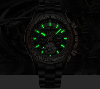 LIGE Fashion 100 metrów wodoodporne świecące automatyczne zegarki mechaniczne dla mężczyzn Top Brand Luxury Tourbillon Business Men Watch