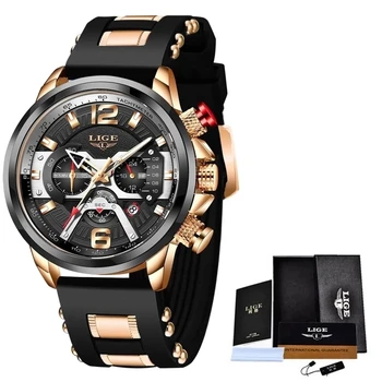 LIGE Fashion Casual Męskie Zegarki Top Brand Luxury Military silikonowe zegarki dla mężczyzn wodoodporny zegarek Sport Relogio Masculino