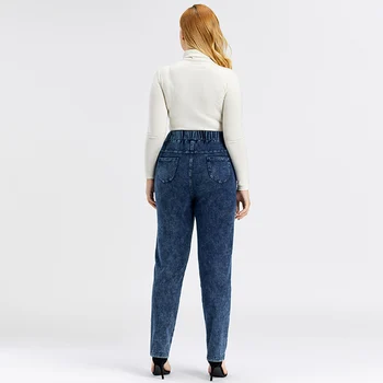 LIH HUA kobiet plus rozmiar casual dżinsy wysoka elastyczność dzianiny bawełniane spodnie jeansowe zmiękczania dżinsów
