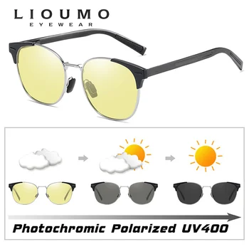 LIOUMO klasyczne okrągłe okulary mężczyźni fotochromowe okulary polaryzacyjne soczewki kobiet Dzień Noc jazdy okulary zonnebril heren