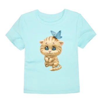Little Bitty 2019 Summer Character Boys Kids Cat Boys T-Shirt Tops boys bluzki z krótkim rękawem Baby Boys T Shirt for girls 2-14y