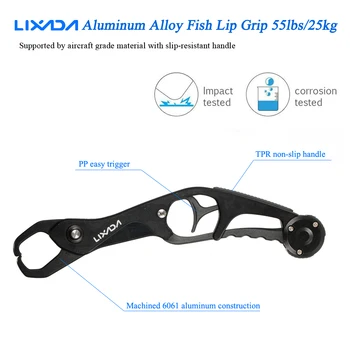 Lixada Aluminum Fishing Lip Gripper Lightweight Aluminum Fish Lip Clip Clamp Grabber for Carp Pesca