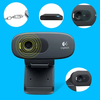 Logitech C270 HD Vid 720P kamera z mikrofonem obsługa USB 2.0 oficjalny test dla PC Lapto Video Calling