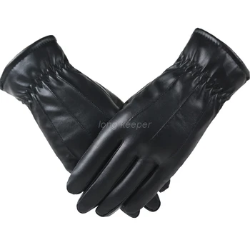 Longkeeper damskie rękawice z pełnym palcem moda ekran dotykowy faux skórzane rękawice damskie zimowe ciepłe czarne wodoodporne jazdy Luvas