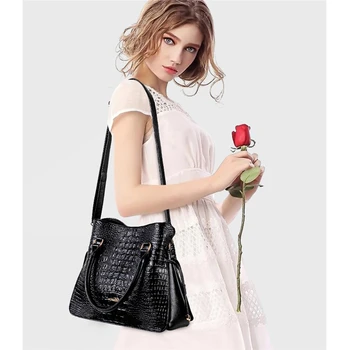LONOOLISA moda Aligator 2 komplety portfele i torby sztuczna skóra kobiety kurierskie torebki damskie ręce Crossbody torby dla Womenc2019
