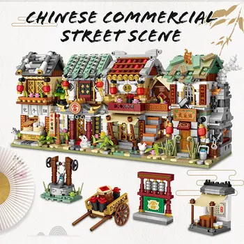 LOZ 2266pcs mini klocki mini ulica, miasto, Chiny Ulica chińska tradycja architektura model cegły edukacyjne zabawki dla dzieci