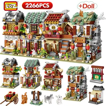 LOZ 2266pcs mini klocki mini ulica, miasto, Chiny Ulica chińska tradycja architektura model cegły edukacyjne zabawki dla dzieci