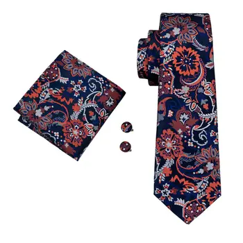 LS-1469 Barry.Van klasyczny męski krawat moda kwiatowy krawat jedwabny szal spinka zestaw dla mężczyzn wesela biznes