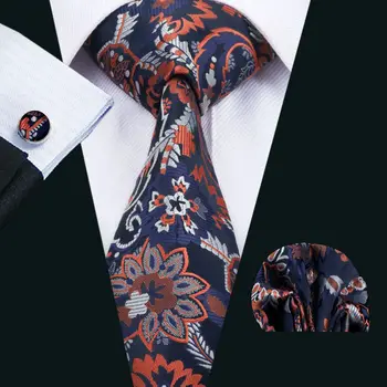 LS-1469 Barry.Van klasyczny męski krawat moda kwiatowy krawat jedwabny szal spinka zestaw dla mężczyzn wesela biznes