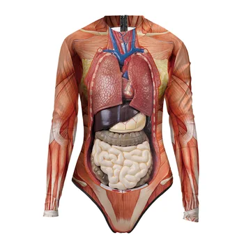 Ludzka tkanka 3D drukowana edukacyjna odzież trzewny odzież organ z długim rękawem na zamek kąpielowy kobiety