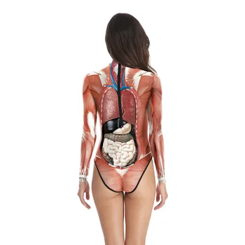 Ludzka tkanka 3D drukowana edukacyjna odzież trzewny odzież organ z długim rękawem na zamek kąpielowy kobiety