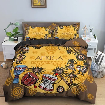 Luksusowe Afrykańskie Damskie Komplety Pościeli King Size Etniczny Print Kołdrę + Poszewka Tekstylia Do Domu Koc Poszwa Zestaw