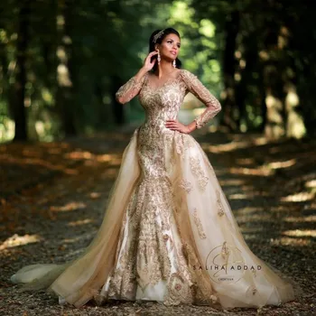 Luksusowe Arabskie Suknie Ślubne Syrena Forma Z Góry Spódnicy Kobiety Muzułmańskie Suknie Ślubne Maroko Islamskiego Suknia Ślubna