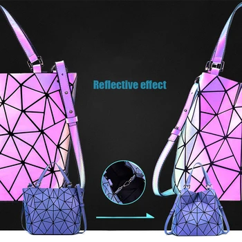 Luksusowe damskie torby na ramię damskie geometryczne świecące designerskie torby torba Tote holograficzny torby damskie torby kurierskie dla kobiet 2020