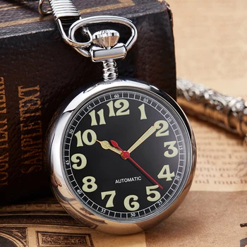 Luksusowe miedziane, srebrne mechaniczne zegarek ręczny wiatr zegarek, brelok łańcuchowe zegarki męskie cyfry rzymskie na godzinach