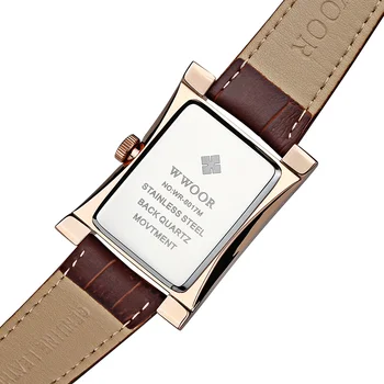 Luksusowe męskie kwadratowe zegarki najlepsze marki WWOOR Biznes Sport zegarek kwarcowy mężczyzna skóra wodoodporna data zegarek Relogio Masculino