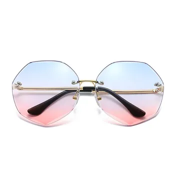 Luksusowe okulary bez oprawek marki markowe letnie rocznika odcienie okulary dla kobiet stop damska Lady okulary zonnebril dames
