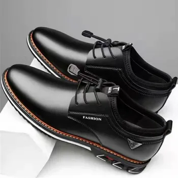 Luksusowe skórzane buty z ostrym czubkiem męskie klapki Biznesowa formalna odzież Oxford tkanina kolor ślubny biuro Męskie buty na płaskiej podeszwie mężczyźni