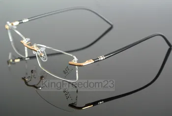 Luksusowe sprężynowe zawiasy aluminiowe, bez oprawki oprawki okularowe Mężczyźni Kobiety okulary Rx able