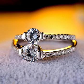 Luksusowy Damski Kryształ Laboratorium Diament Kamień Pierścień 925 Srebro Pierścionek Vintage Solitaire Obrączki Dla Kobiet