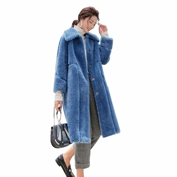 Luksusowy naturalny wełniany płaszcz zimowa damska, wyrobów futrzarskich, kurtki płaszcz LF9048
