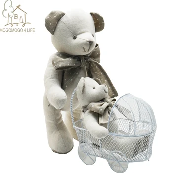 Luksusowy, Ręcznie Wspólny Niedźwiedź Miękka Zabawka Z Scraft Baby Nursery Klasyczny Zwierzę Tkaniny Lalka Bawełna Pościel Miś Miękkie Pluszowe Zabawki