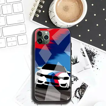 Luksusowy samochód BMW M etui do telefonu, hartowane szkło iPhone 11 Pro XR XS MAX 8 X 7 6S 6 Plus SE Samsung S20 S9 S10 Plus Note 8 9 10