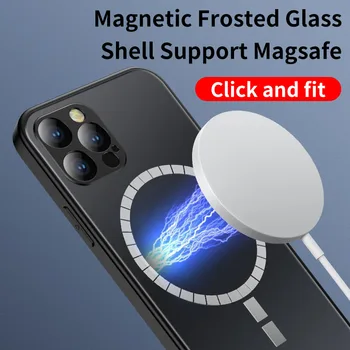 Magnetyczny matowy szklany etui dla iPhone 12 12 Pro Max iPhone 12 Mini obsługa ładowarki Magsafe magnetyczny pokrowiec do telefonu