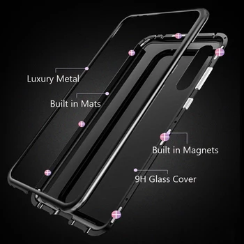 Magnetyczny адсорбционный metalowa obudowa Huawei P30 p30 Pro luksusowy hartowanego szkła pokrywy etui do huawei P30 lite P Smart 2019 Honor 8A