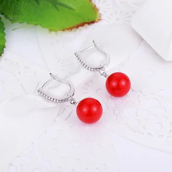 MAIKALE prosty biały/Czerwony perły kolczyki dla kobiet złoty srebrny kolor cyrkon długie kolczyki z pereł kwiat biżuteria prezenty
