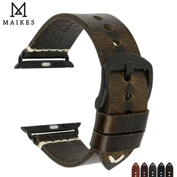 MAIKES Watch akcesoria z naturalnej skóry wołowej skóry dla Apple Watch Bands 44 mm 42 mm i mc pasek 40 mm 38 mm Seria 4 3 2 1 bransoletki