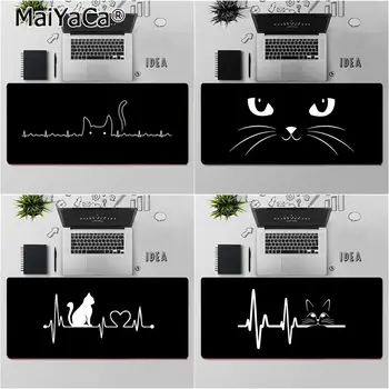 Maiyaca white line black Cats Rubber PC Computer Gaming mousepad Rubber Computer Gaming mousepad