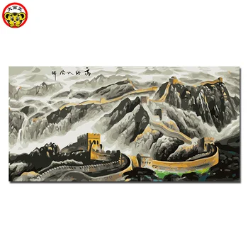 Malowanie według numerów art paint by number Wanli China Great Wall Scenic World Hongda Building paintings drawing coloring by number