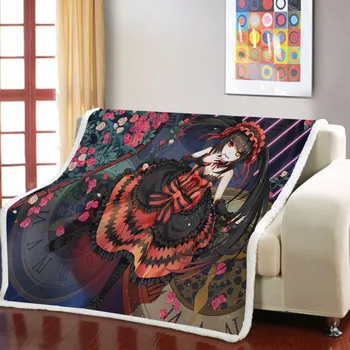 Manga anime data żywo Куруми Токисаки rzucić koc koce do łóżka, rozkładana sofa etui ciepły Sherpa Флисовое koc na sofa