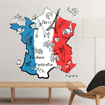 Mapa Miasta Francja Znak Orientacyjny Flaga Narodowa Architektura Własny Krajobraz Ilustracja Szablon Naklejki Na Ściany