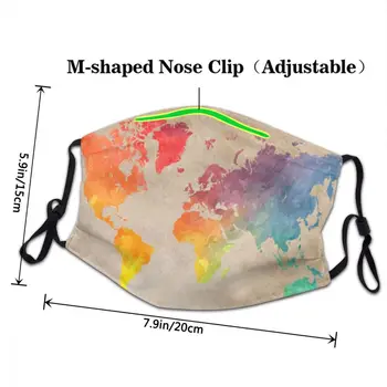 Mapa świata maska do twarzy anty mgła pokrywa ochronna dla dorosłych wielokrotnego użytku do respiratora usta муфель