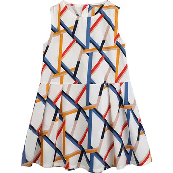 Marka Dziecięce, sukienki dla dziewczynek 2019 nowy fotelik sukienka letnia dla dzieci sukienka księżniczki bawełniane dla dzieci sukienkę geometryczny codzienny,#5115