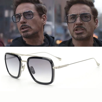 Marka Odzieżowa Projekt Klasyczny Metal Octan Retro Podwójny Promień Suqare Okulary Tony Stark Lato Edith Okulary Kobiety 006